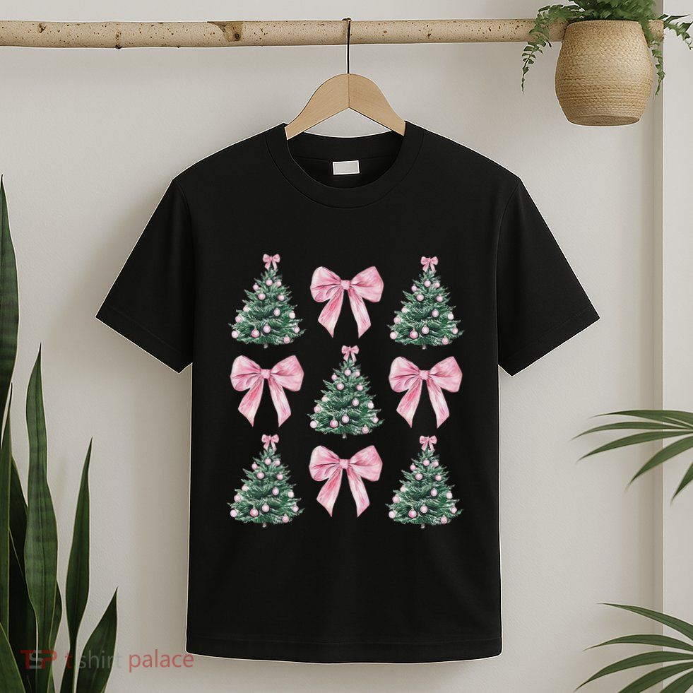 Cute Bow Christmas Tree Pattern Swea T-Shirt