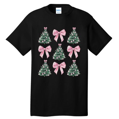 Cute Bow Christmas Tree Pattern Swea Tall T-Shirt