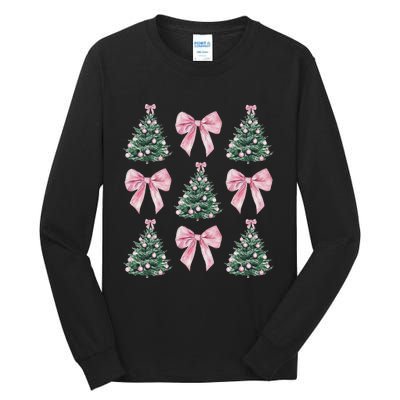 Cute Bow Christmas Tree Pattern Swea Tall Long Sleeve T-Shirt