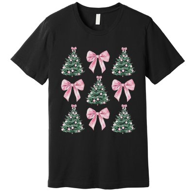 Cute Bow Christmas Tree Pattern Swea Premium T-Shirt