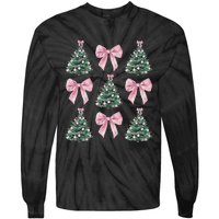 Cute Bow Christmas Tree Pattern Swea Tie-Dye Long Sleeve Shirt