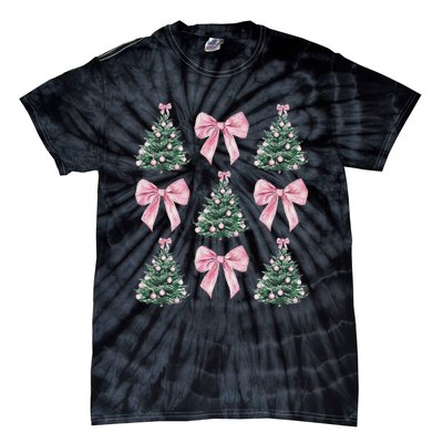 Cute Bow Christmas Tree Pattern Swea Tie-Dye T-Shirt