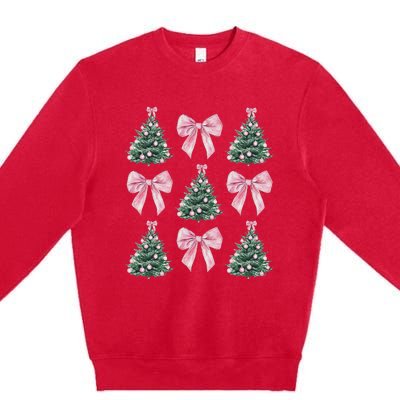 Cute Bow Christmas Tree Pattern Swea Premium Crewneck Sweatshirt