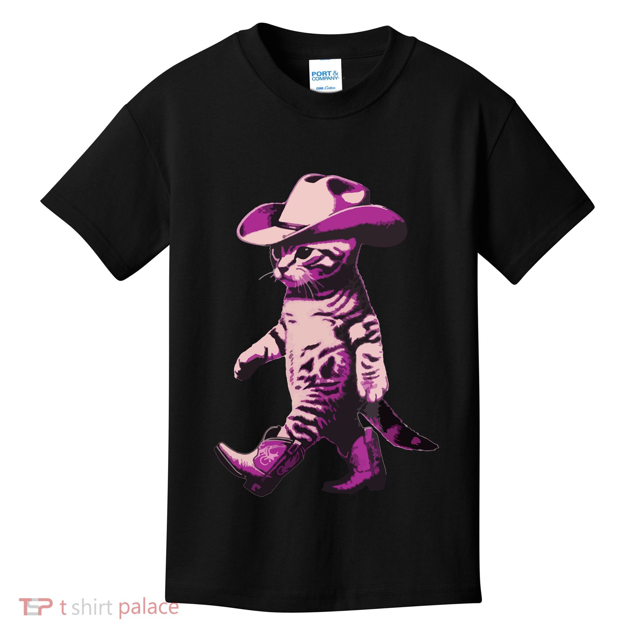 Cowgirl Boots Cat Mom Meowdy Cowgirl Pink Boots Kids T-Shirt