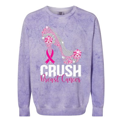 Crush Breast Cancer Awareness Bling Pink Ribbon Colorblast Crewneck Sweatshirt