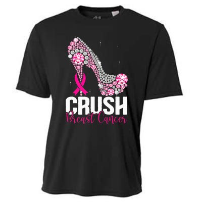 Crush Breast Cancer Awareness Bling Pink Ribbon Cooling Performance Crew T-Shirt