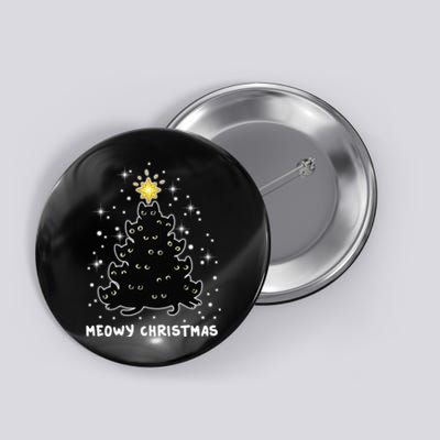 Christmas Black Cat Meowy Christmas Tree Button