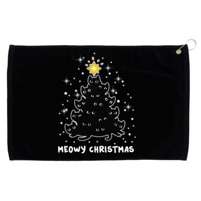 Christmas Black Cat Meowy Christmas Tree Grommeted Golf Towel