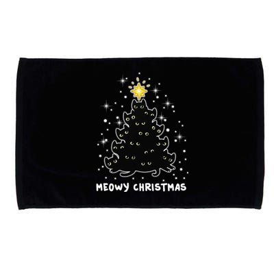 Christmas Black Cat Meowy Christmas Tree Microfiber Hand Towel