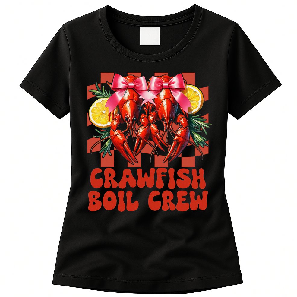 Crawfish Boil Crew Coquette Crawfish Season Cajun Seafood Womens T-Shirt