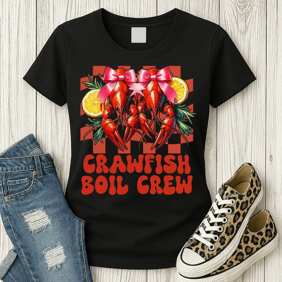Crawfish Boil Crew Coquette Crawfish Season Cajun Seafood Womens T-Shirt