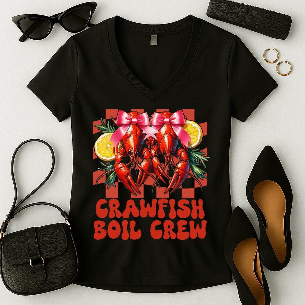 Crawfish Boil Crew Coquette Crawfish Season Cajun Seafood Women's V-Neck T-Shirt