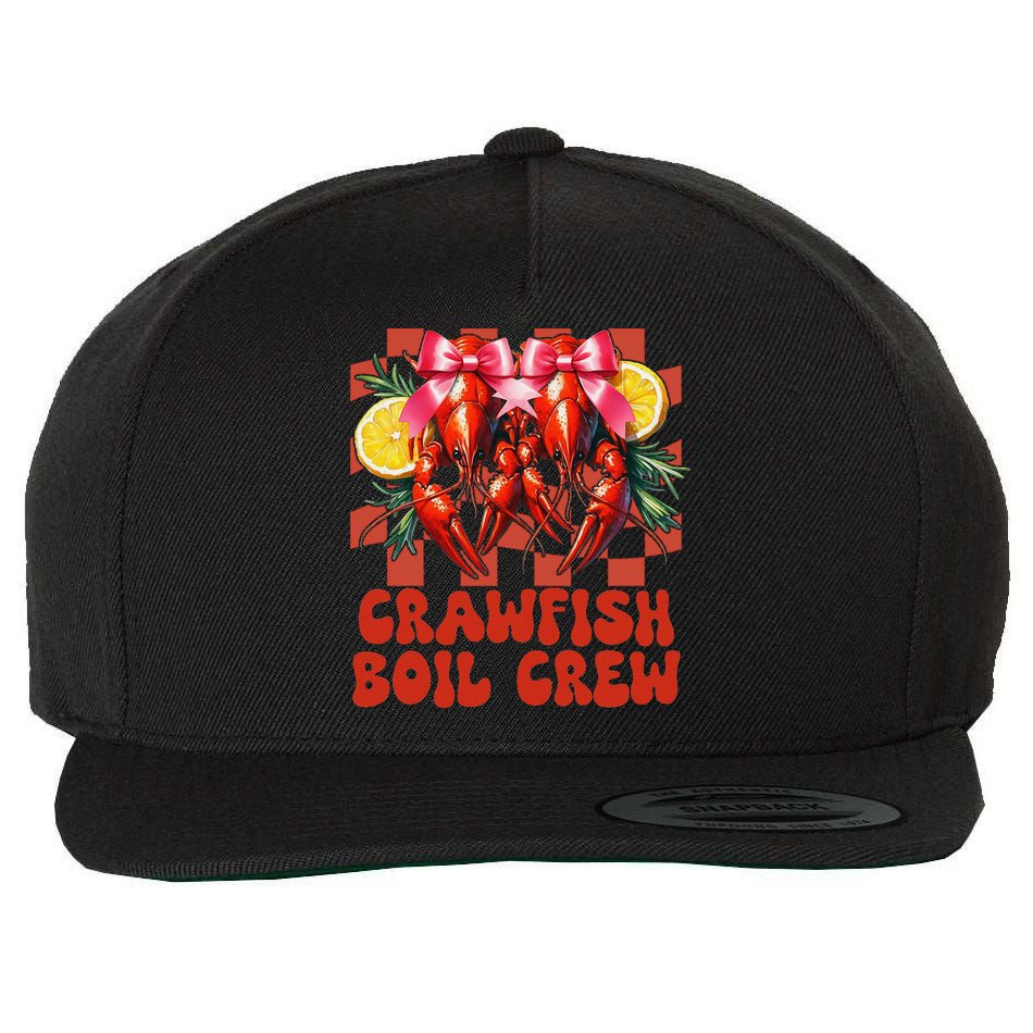 Crawfish Boil Crew Coquette Crawfish Season Cajun Seafood Wool Snapback Cap