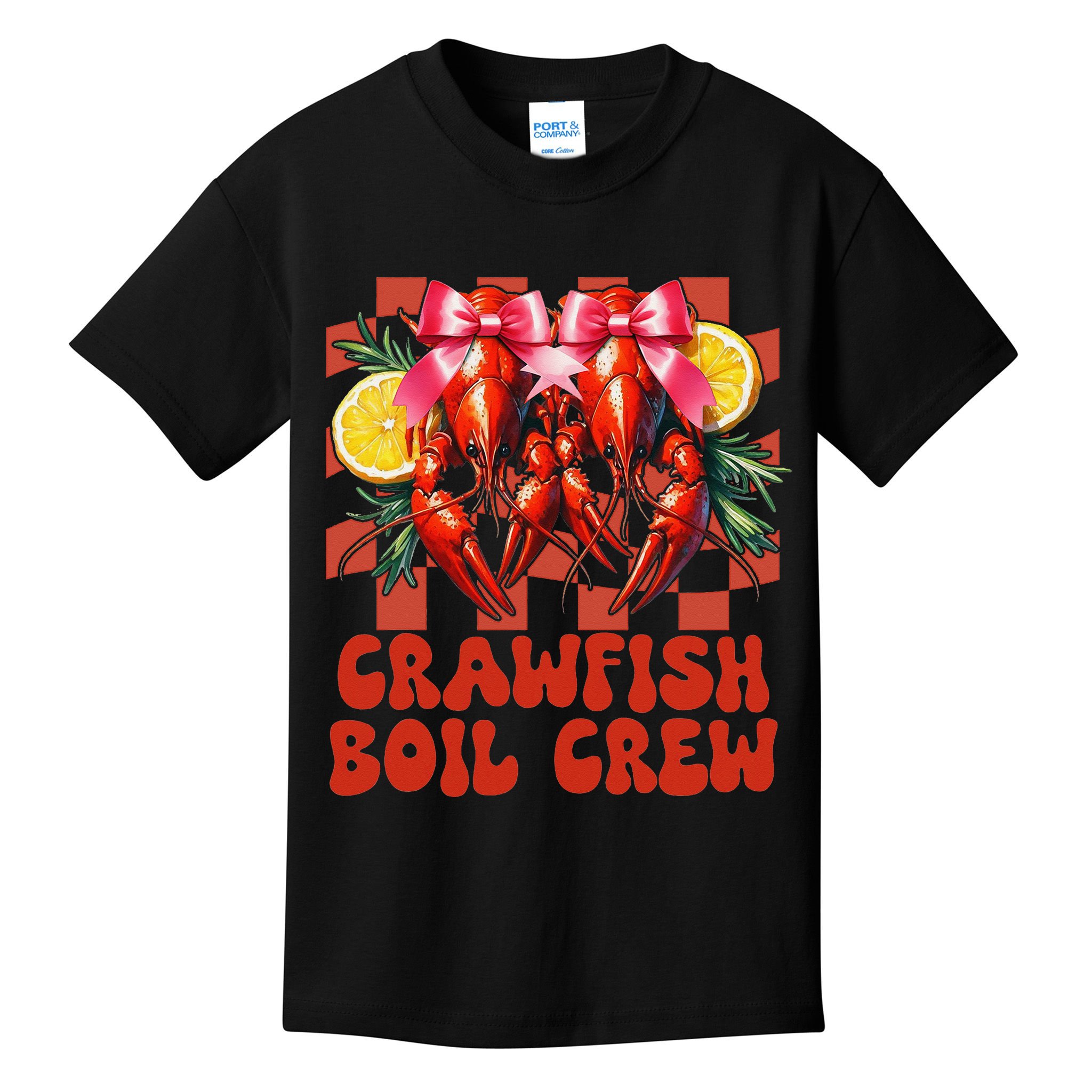 Crawfish Boil Crew Coquette Crawfish Season Cajun Seafood Kids T-Shirt