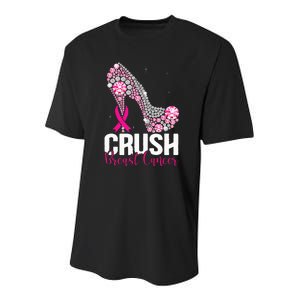 Crush Breast Cancer Awareness Bling Pink Ribbon Youth Performance Sprint T-Shirt