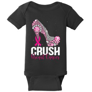 Crush Breast Cancer Awareness Bling Pink Ribbon Baby Bodysuit