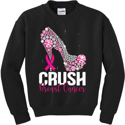 Crush Breast Cancer Awareness Bling Pink Ribbon Kids Sweatshirt