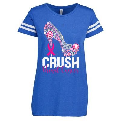 Crush Breast Cancer Awareness Bling Pink Ribbon Enza Ladies Jersey Football T-Shirt