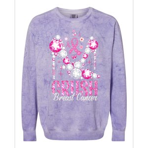 Crush Breast Cancer Awareness Bling Pink Ribbon Colorblast Crewneck Sweatshirt