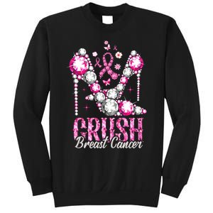 Crush Breast Cancer Awareness Bling Pink Ribbon Sweatshirt