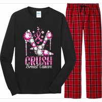 Crush Breast Cancer Awareness Bling Pink Ribbon Long Sleeve Pajama Set