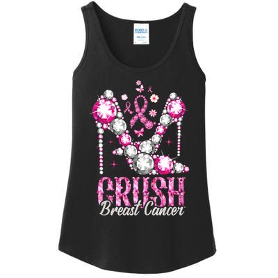 Crush Breast Cancer Awareness Bling Pink Ribbon Ladies Essential Tank