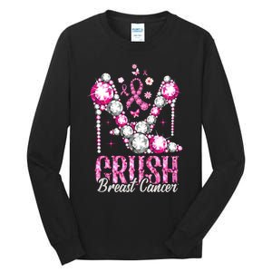 Crush Breast Cancer Awareness Bling Pink Ribbon Tall Long Sleeve T-Shirt