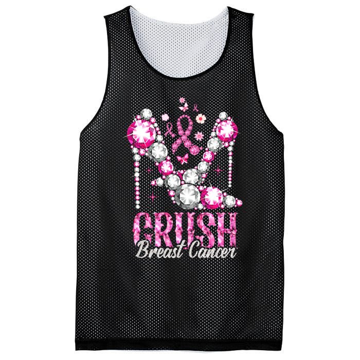 Crush Breast Cancer Awareness Bling Pink Ribbon Mesh Reversible Basketball Jersey Tank