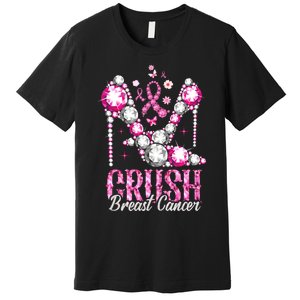 Crush Breast Cancer Awareness Bling Pink Ribbon Premium T-Shirt