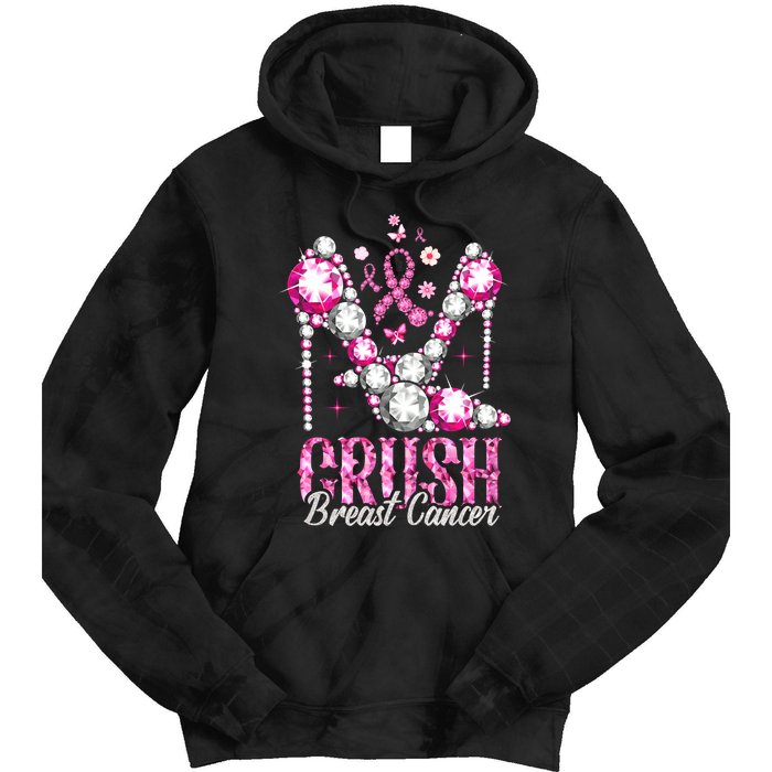 Crush Breast Cancer Awareness Bling Pink Ribbon Tie Dye Hoodie