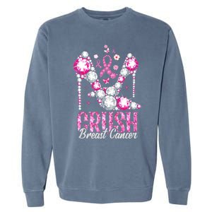 Crush Breast Cancer Awareness Bling Pink Ribbon Garment-Dyed Sweatshirt