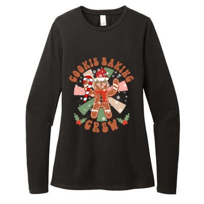 Cookie Baking Crew Groovy Retro Christmas Matching Family Gift Womens CVC Long Sleeve Shirt