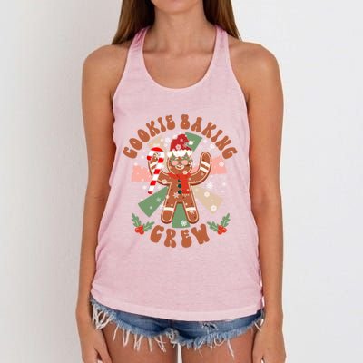 Cookie Baking Crew Groovy Retro Christmas Matching Family Gift Women's Knotted Racerback Tank