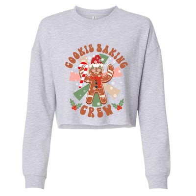 Cookie Baking Crew Groovy Retro Christmas Matching Family Gift Cropped Pullover Crew