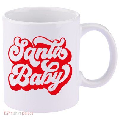 Christmas Santa baby super soft cozy warm sweatsuit Christmas baby girl Retro Santa Christmas outfit Santa baby retro Romper 11oz C Handle Ceramic Mug
