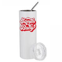 Christmas Santa baby super soft cozy warm sweatsuit Christmas baby girl Retro Santa Christmas outfit Santa baby retro Romper Stainless Steel Tumbler