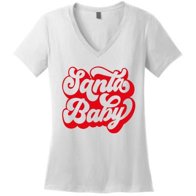 Christmas Santa baby super soft cozy warm sweatsuit Christmas baby girl Retro Santa Christmas outfit Santa baby retro Romper Women's V-Neck T-Shirt