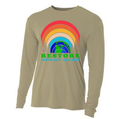 Cute Bright Colorful Earth Day Rainbow Restore Earth Planet Cooling Performance Long Sleeve Crew