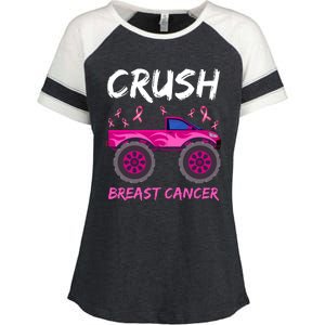 Crush Breast Cancer Awareness Monster Truck Enza Ladies Jersey Colorblock Tee