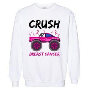 Crush Breast Cancer Awareness Monster Truck Garment-Dyed Sweatshirt