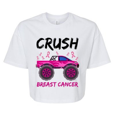 Crush Breast Cancer Awareness Monster Truck Bella+Canvas Jersey Crop Tee