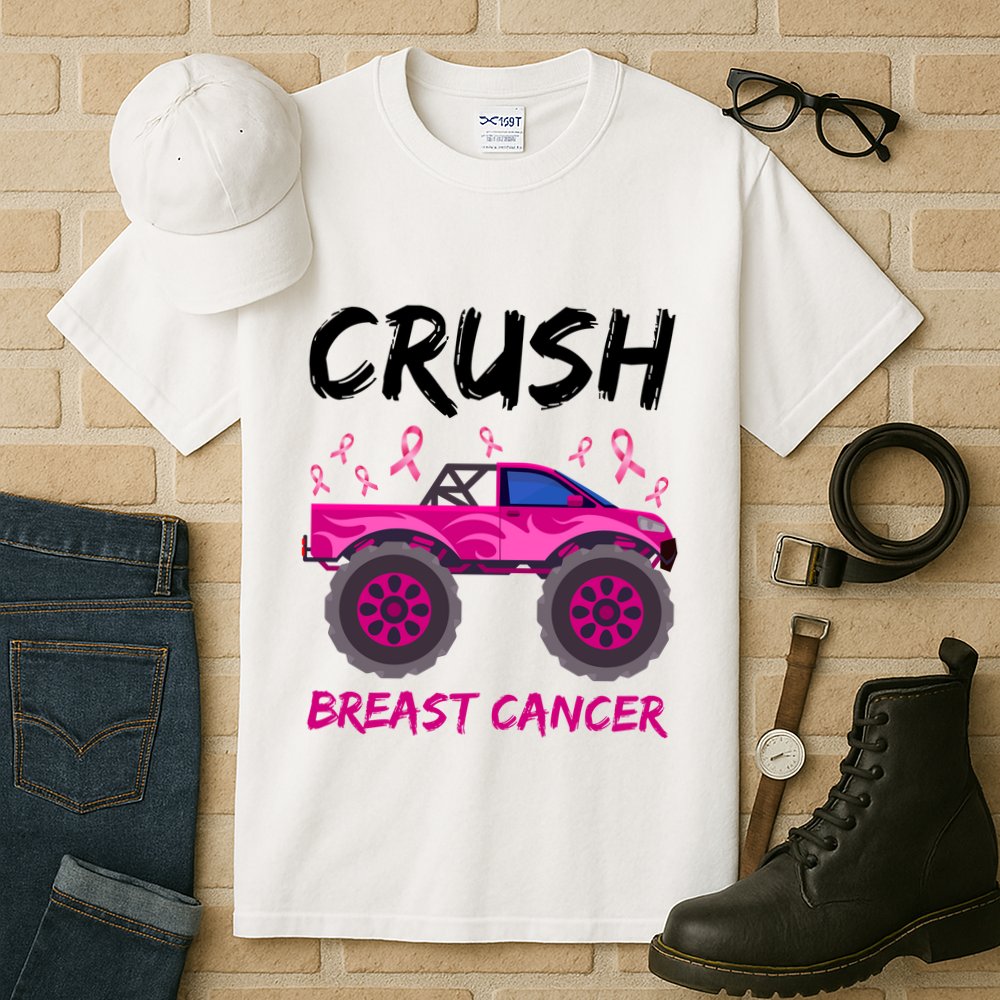 Crush Breast Cancer Awareness Monster Truck Tall T-Shirt
