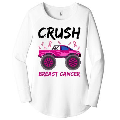 Crush Breast Cancer Awareness Monster Truck Women's Perfect Tri Tunic Long Sleeve Shirt