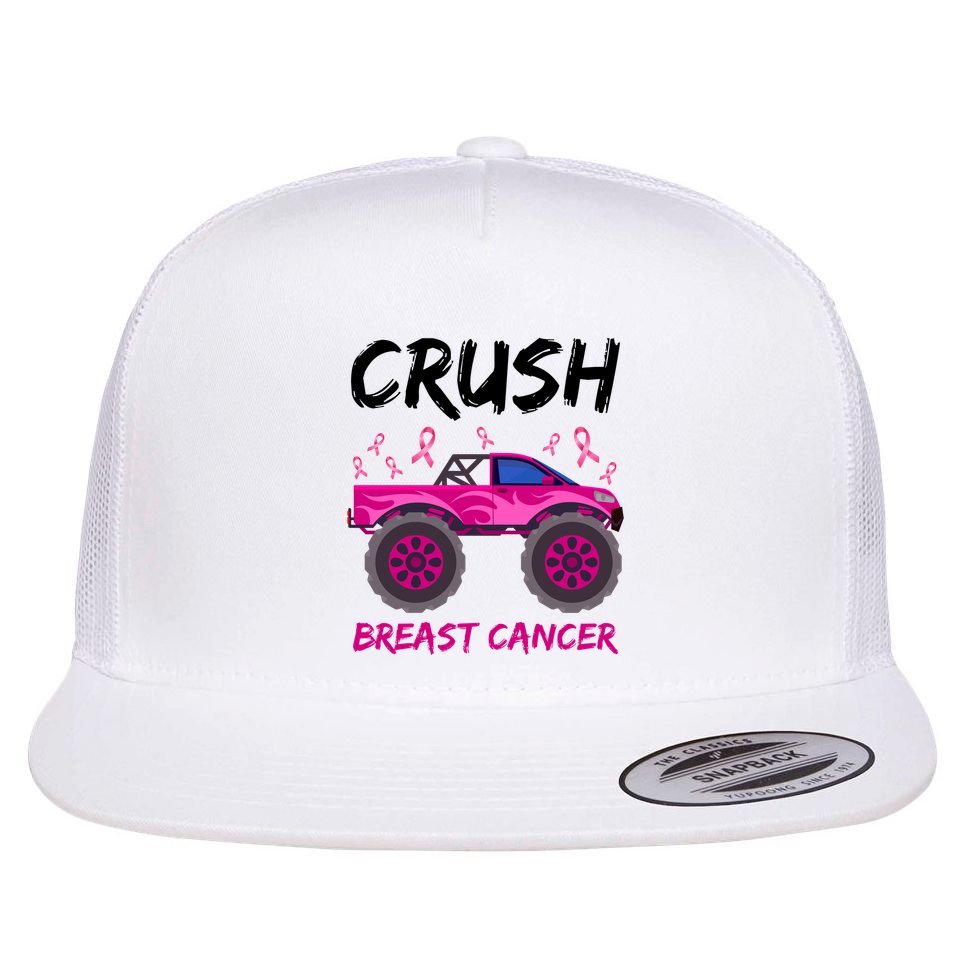 Crush Breast Cancer Awareness Monster Truck Flat Bill Trucker Hat