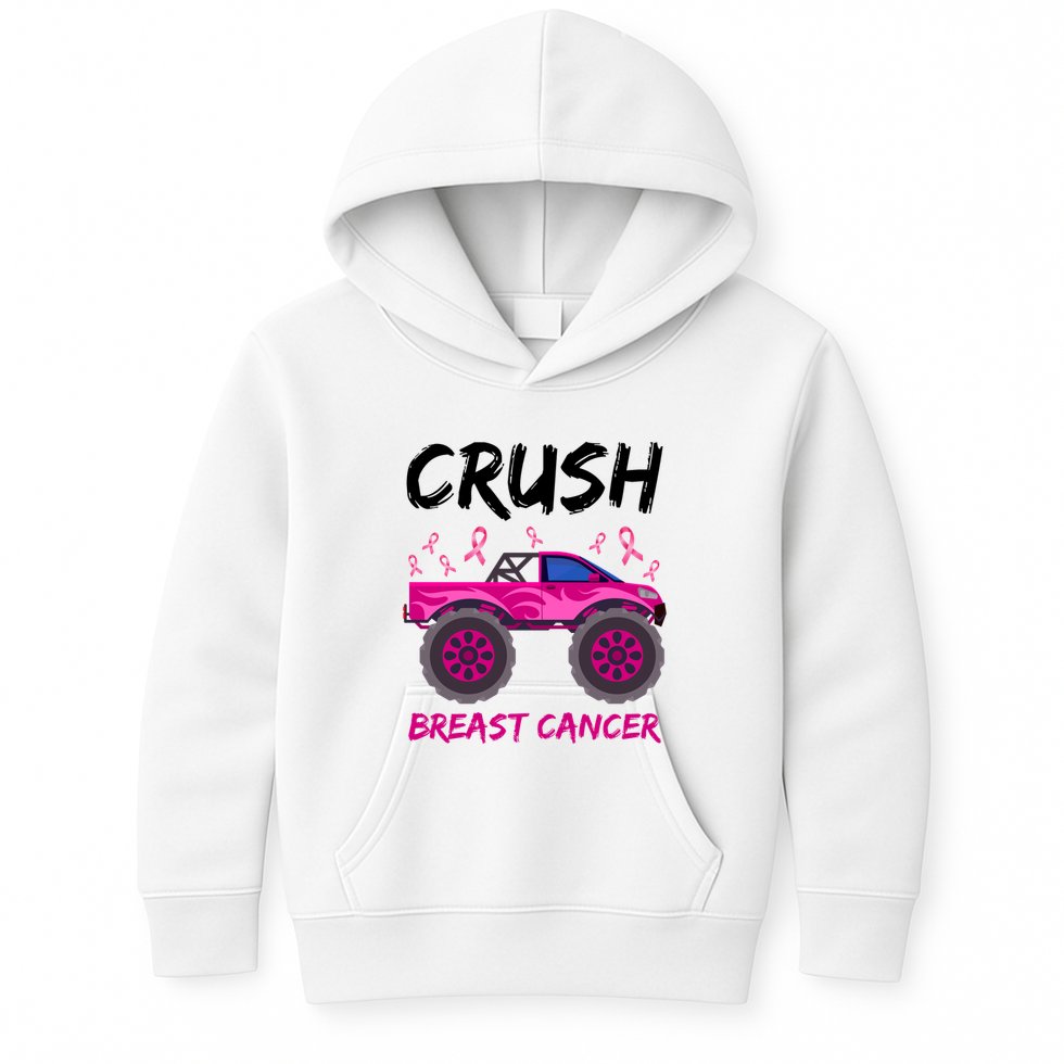 Crush Breast Cancer Awareness Monster Truck Kids Hoodie