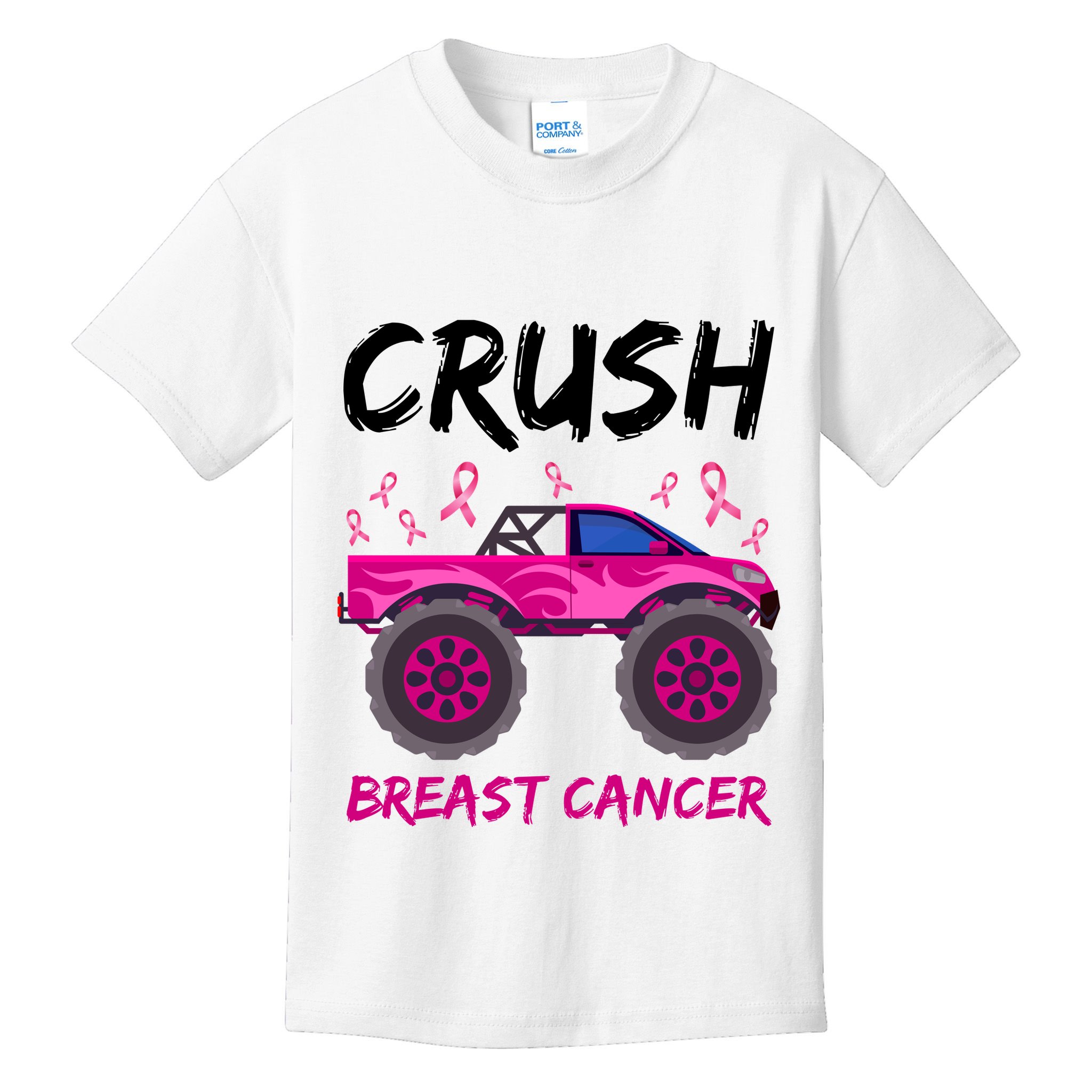 Crush Breast Cancer Awareness Monster Truck Kids T-Shirt