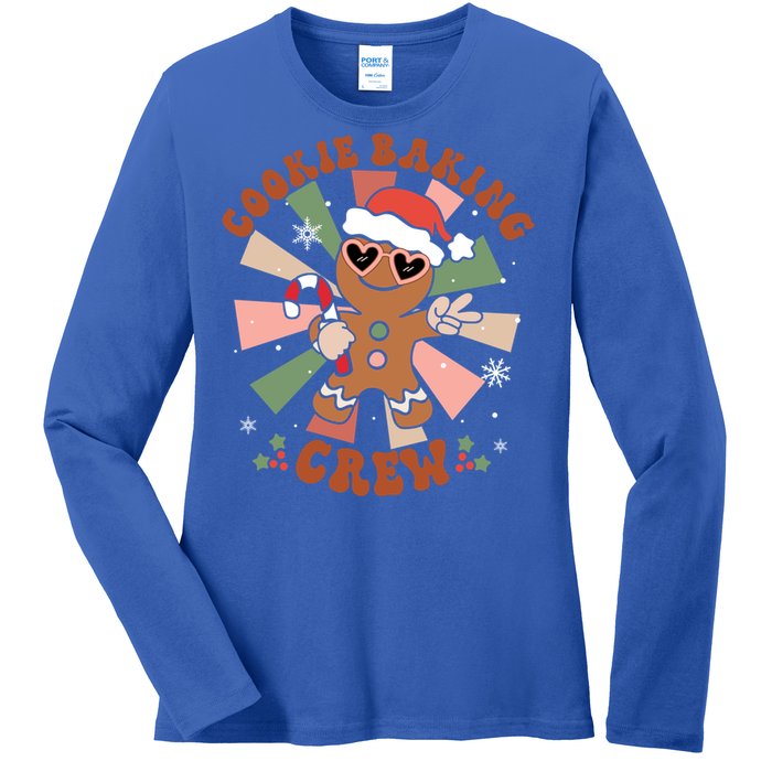 Cookie Baking Crew Groovy Retro Merry Christmas Xmas Gift Ladies Long Sleeve Shirt