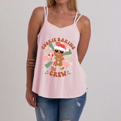 Cookie Baking Crew Groovy Retro Merry Christmas Xmas Gift Women's Strappy Tank