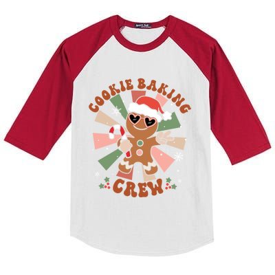 Cookie Baking Crew Groovy Retro Merry Christmas Xmas Gift Kids Colorblock Raglan Jersey