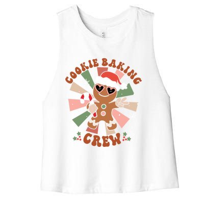 Cookie Baking Crew Groovy Retro Merry Christmas Xmas Gift Women's Racerback Cropped Tank